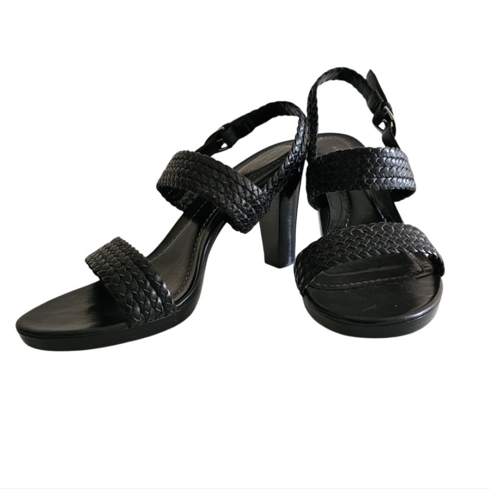 Ann Taylor Braided Leather Ankle Strap 3" Heeled Sandals | EUC | 7M | Black - Picture 13 of 16